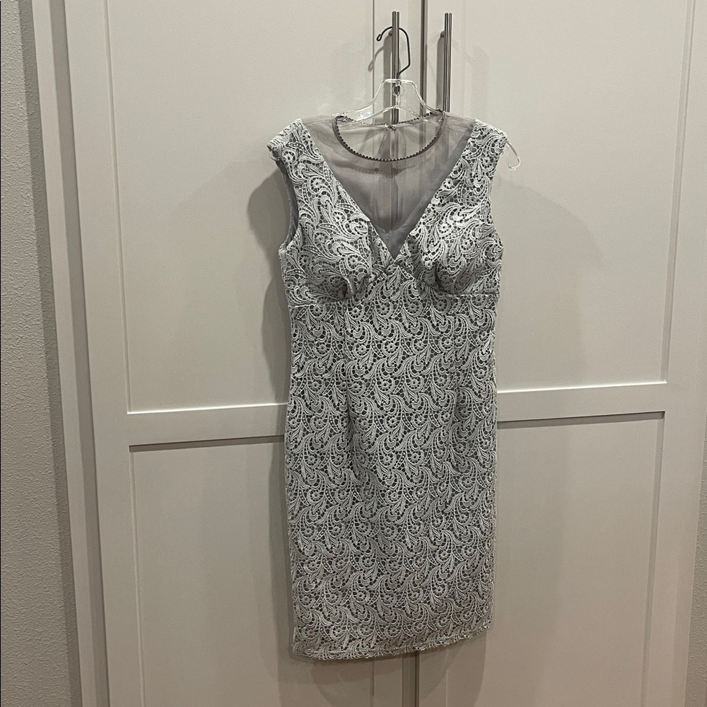 Marina Silver Dress with Beaded Detail- from Mod Cloth. Never worn.